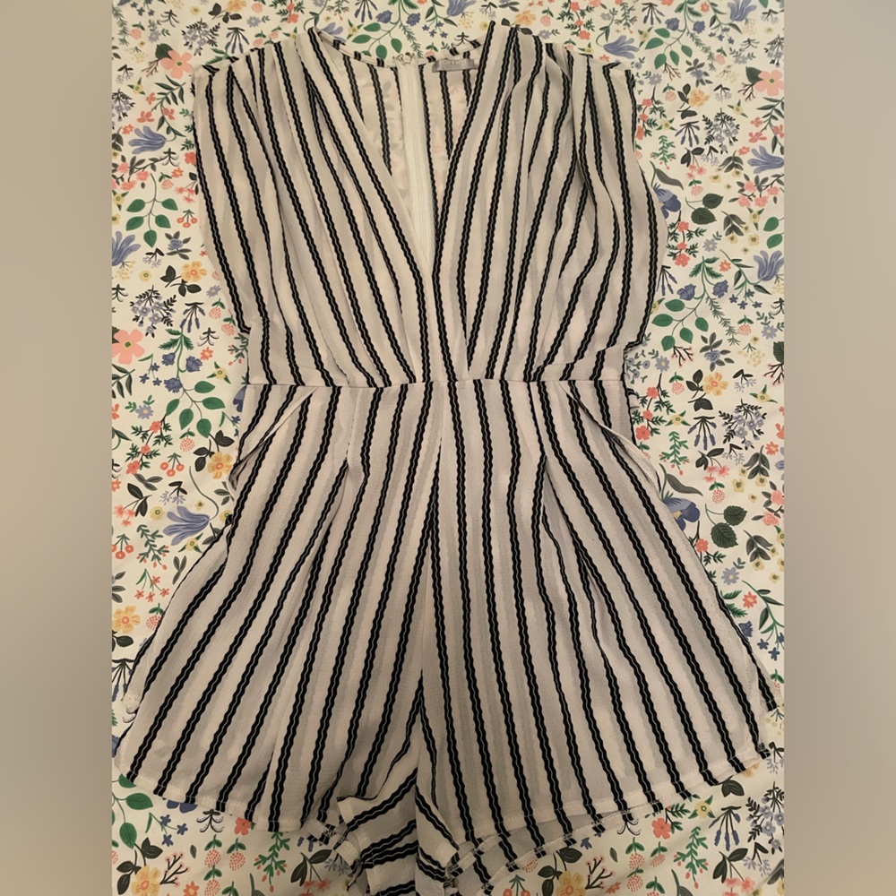 Black and white striped romper